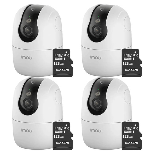 Kit Cronos 4 Cámaras Seguridad Interior Imou Ranger 2C Pro 3MP + 128GB MicroSD WiFi 360° Pan Tilt Visión Nocturna Color Audio Bidireccional Detección Humana Smart Tracking Alarma SD Nube CCTV