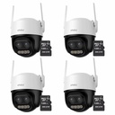 Kit Cronos 4 Cámaras de Seguridad Imou Cruiser Z IPC-S7DN-5M0WEZ 5MP Dual Wifi + Memoria Micro SD 128GB - Visión Nocturna Color 56Mts Zoom12X / Audio Bidireccional y Detección Humana/Vehículos – Circuito Cerrado