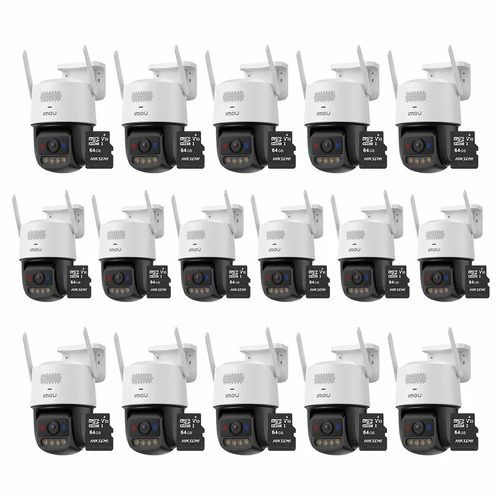 Kit Cronos 16 Cámaras de Seguridad Imou IPC-U7LN-6V0NE Titan Pro 6MP + Almacenamiento MicroSD 64GB - Visión Nocturna Color 30Mts WiFi Doble Banda Audio Bidireccional Detección Humana y Vehículos / Alarma Luces Rojas y Azul Sirena 125dB – Circuito Cerrado 