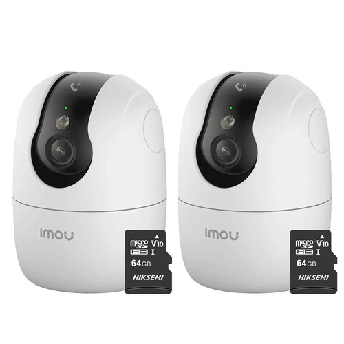 Kit Cronos 2 Cámaras Seguridad Interior Imou Ranger 2C Pro 3MP + 64GB MicroSD WiFi 360° Pan Tilt Visión Nocturna Color Audio Bidireccional Detección Humana Smart Tracking Alarma SD Nube CCTV