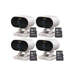 Kit cronos 4 cámaras Imou Ip Wifi 2mp C22FN-C Audio Bidireccional Detección De Humanos visión nocturna notificaciones instantáneas certificación IP65  + 4 Microsd 128 gb + Accesorios - Kit CCTV