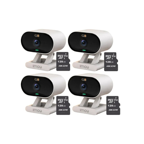 Kit cronos 4 cámaras Imou Ip Wifi 2mp C22FN-C Audio Bidireccional Detección De Humanos visión nocturna notificaciones instantáneas certificación IP65  + 4 Microsd 128 gb + Accesorios - Kit CCTV