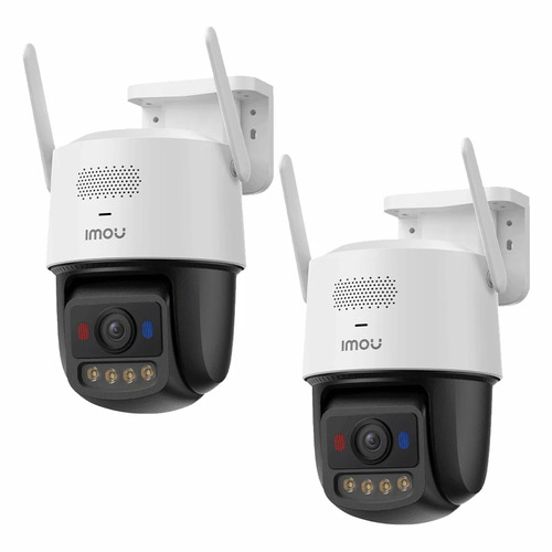 Kit Cronos 2 Cámaras de Seguridad Imou IPC-U7LN-6V0NE Titan Pro 6MP Visión Nocturna Color 30Mts WiFi Doble Banda Audio Bidireccional Detección Humana y Vehículos / Alarma Luces Rojas y Azul Sirena 125dB y Almacenamiento SD/Nube – Circuito Cerrado