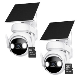 Kit Cronos 2 Cámaras Seguridad Exterior Imou Cell PT 4G con Panel Solar 3MP + 128GB MicroSD | IP66 360 Pan Tilt Visión Nocturna Color Audio Bidireccional Detección Humana Alarma Activa MicroSD Nube CCTV
