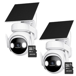 Kit Cronos 2 Cámaras Seguridad Exterior Imou Cell PT 4G con Panel Solar 3MP + 64GB MicroSD | IP66 360 Pan Tilt Visión Nocturna Color Audio Bidireccional Detección Humana Alarma Activa MicroSD Nube CCTV
