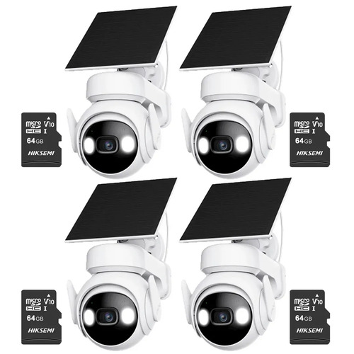 Kit Cronos 4 Cámaras Seguridad Exterior Imou Cell PT 4G con Panel Solar 3MP + 64GB MicroSD | IP66 360 Pan Tilt Visión Nocturna Color Audio Bidireccional Detección Humana Alarma Activa MicroSD Nube CCTV
