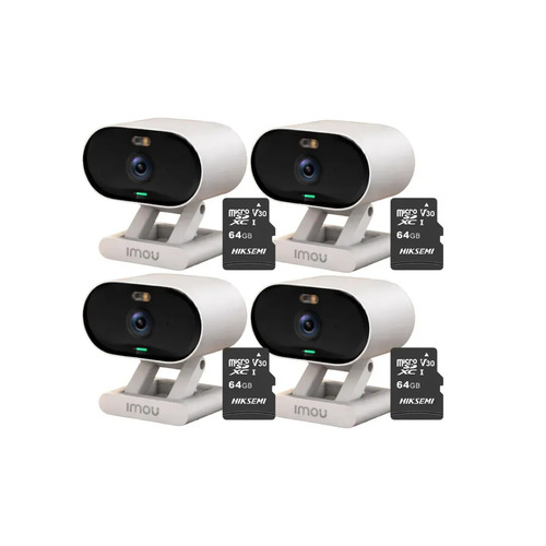 Kit cronos 4 cámaras Imou Ip Wifi 2mp C22FN-C Audio Bidireccional Detección De Humanos visión nocturna notificaciones instantáneas certificación IP65  + 4 Microsd 64gb + Accesorios - Kit CCTV