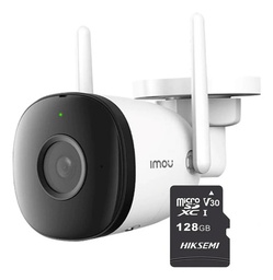 IMOU Camara Bullet Wifi de 4 Megapixeles F42N-PLUS-128 Con MicroSD 128gb y Letrero disuasivo H.265 Detección de Humanos 2.8 mm Microfono Integrado IP67 IR 30M Notificaciones de Alarmas F42N Compatible con Almacenamiento en la Nube