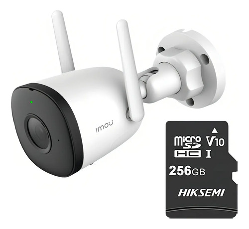 IMOU Camara Bullet Wifi de 4 Megapixeles F42N-PLUS-256 Con MicroSD 256gb y Letrero disuasivo H.265 Detección de Humanos 2.8 mm Microfono Integrado IP67 IR 30M Notificaciones de Alarmas F42N Compatible con Almacenamiento en la Nube