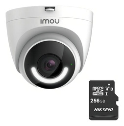 IMOU CámaraTurret IP WiFi 2mp T26EN-PLUS-256 Con MicroSD 256GB Y Letrero disuasivo Sirena Integrada Led de Alta Potencia Microfono Integrado Audio Bidereccional Detección de Humanos IR 30M IP67 T26EN Disuasión activa