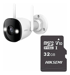 Imou & cronos Cámara de seguridad IPC-K3DN-5H0WF-p32 + MicroSD 32GB IP Bullet WiFi 5MP con micrófono fullcolor detección de humanos IR 30m protección IP67 Foco incorporado 5H0WF cctv Notificaciones