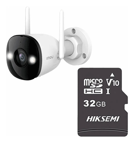 Imou & cronos Cámara de seguridad IPC-K3DN-5H0WF-p32 + MicroSD 32GB IP Bullet WiFi 5MP con micrófono fullcolor detección de humanos IR 30m protección IP67 Foco incorporado 5H0WF cctv Notificaciones