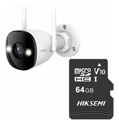 Imou & cronos Cámara de seguridad IPC-K3DN-5H0WF-p64 + MicroSD 64GB IP Bullet WiFi 5MP con micrófono fullcolor detección de humanos IR 30m protección IP67 Foco incorporado 5H0WF cctv Notificaciones