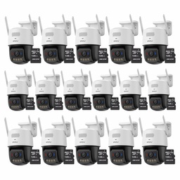 Kit Cronos 16 Cámaras de Seguridad Imou IPC-U7LN-6V0NE Titan Pro 6MP + Almacenamiento MicroSD 128GB - Visión Nocturna Color 30Mts WiFi Doble Banda Audio Bidireccional Detección Humana y Vehículos / Alarma Luces Rojas y Azul Sirena 125dB – Circuito Cerrado