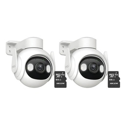 Kit cronos 2 cámaras de seguridad imou Cruiser 2 2k GS7EN-3M0WE IP WiFi video a Color 24/7 audio doble vía seguimiento y detección inteligente interiores/exteriores + 2 MicroSD 64 GB