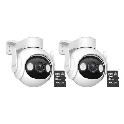 Kit cronos 2 cámaras de seguridad imou Cruiser 2 2k GS7EN-3M0WE IP WiFi video a Color 24/7 audio doble vía seguimiento y detección inteligente interiores/exteriores + 2 MicroSD 64 GB