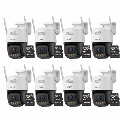 Kit Cronos 8 Cámara de Seguridad Imou IPC-U7LN-6V0NE Titan Pro 6MP + Almacenamiento MicroSD 128GB - Visión Nocturna Color 30Mts WiFi Doble Banda Audio Bidireccional Detección Humana y Vehículos / Alarma Luces Rojas y Azul Sirena 125dB – Circuito Cerrado 