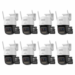 Kit Cronos 8 Cámara de Seguridad Imou IPC-U7LN-6V0NE Titan Pro 6MP + Almacenamiento MicroSD 64GB - Visión Nocturna Color 30Mts WiFi Doble Banda Audio Bidireccional Detección Humana y Vehículos / Alarma Luces Rojas y Azul Sirena 125dB – Circuito Cerrado