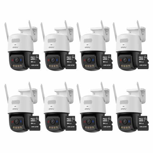 Kit Cronos 8 Cámara de Seguridad Imou IPC-U7LN-6V0NE Titan Pro 6MP + Almacenamiento MicroSD 64GB - Visión Nocturna Color 30Mts WiFi Doble Banda Audio Bidireccional Detección Humana y Vehículos / Alarma Luces Rojas y Azul Sirena 125dB – Circuito Cerrado