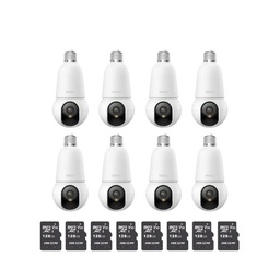 Kit cronos 8 cámaras IMOU BulbCam 3 Megapixeles IPC-K6C-3H1WEB Modo privacidad Detección de humanos & Vehículos Audio bidireccional video a color 24/7 + 2 MIcrosd 128Gb + accesorios