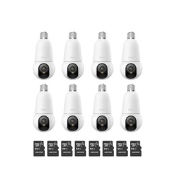 Kit cronos 8 cámaras IMOU BulbCam 3 Megapixeles IPC-K6C-3H1WEB Modo privacidad Detección de humanos & Vehículos Audio bidireccional video a color 24/7 + 2 MIcrosd 64Gb + accesorios