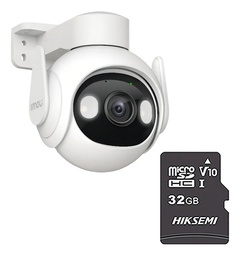 IMOU Cámara Cruiser IP WiFi 2mp CV-1686-PLUS-32 5 Mp Con MicroSD 32GB Y Letrero disuasivo Sirena Integrada Led de Alta Potencia Microfono Integrado Audio Bidereccional Detección de Humanos IR 30M IP66 CV-1686 Disuasión activa