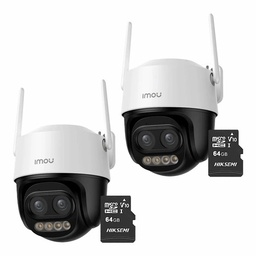 Kit Cronos 2 Cámaras de Seguridad Imou Cruiser Z IPC-S7DN-5M0WEZ 5MP Dual Wifi + Memoria Micro SD 64GB - Visión Nocturna Color 56Mts Zoom12X / Audio Bidireccional y Detección Humana/Vehículos – Circuito Cerrado