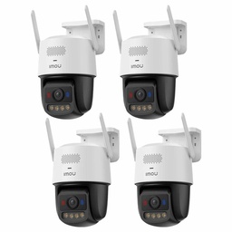 Kit Cronos 4 Cámaras de Seguridad Imou IPC-U7LN-6V0NE Titan Pro 6MP Visión Nocturna Color 30Mts WiFi Doble Banda Audio Bidireccional Detección Humana y Vehículos / Alarma Luces Rojas y Azul Sirena 125dB y Almacenamiento SD/Nube – Circuito Cerrado