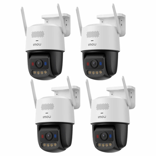 Kit Cronos 4 Cámaras de Seguridad Imou IPC-U7LN-6V0NE Titan Pro 6MP Visión Nocturna Color 30Mts WiFi Doble Banda Audio Bidireccional Detección Humana y Vehículos / Alarma Luces Rojas y Azul Sirena 125dB y Almacenamiento SD/Nube – Circuito Cerrado