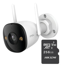 IMOU Cámara de seguridad IP Bullet Wifi 3 Mp IPC-S3EN-3M0WE-PLUS-256 Full Color IMOU Sense Visión Nocturna Inteligente Con MicroSD 256gb Audio Dos Vías Disuasión Activa 30 Mts IR Protección Exterior IP67 Máxima seguridad 3M0WE Detección de Humanos y vehículos