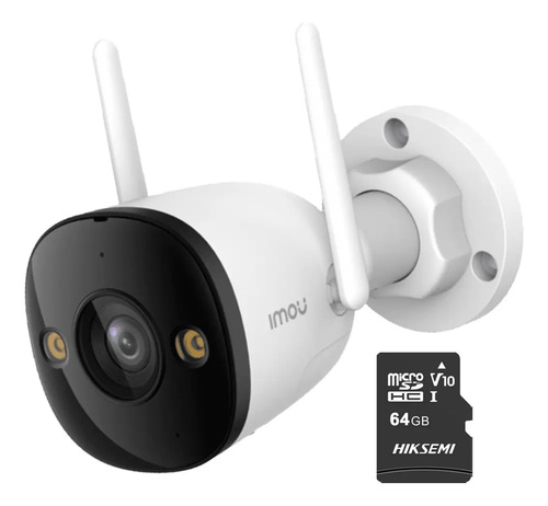 IMOU Cámara de seguridad IP Bullet Wifi 3 Mp IPC-S3EN-3M0WE-PLUS-64 Full Color IMOU Sense Visión Nocturna Inteligente Con MicroSD 64gb Audio Dos Vías Disuasión Activa 30 Mts IR Protección Exterior IP67 Máxima seguridad 3M0WE Detección de Humanos y vehículos