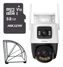 imou Cámara de seguridad IP PT IPC-S7XFN-8U0WED wifi cruiser dual 8MP fullcolor audio bidireccional alarma AUTO TRACKING + MicroSD 32GB + protección metálica + accesorios kit CCTV IPC-S7XFN-PLUS-32