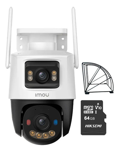 imou Cámara de seguridad IP PT IPC-S7XFN-8U0WED wifi cruiser dual 8MP fullcolor audio bidireccional alarma AUTO TRACKING + MicroSD 64GB + protección metálica + accesorios kit CCTV IPC-S7XFN-PLUS-64