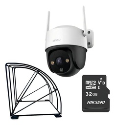 Imou Camara Ipc-s21fen 2mp Full Color 24/7 Con Micro Sd 32 Gb + Protección metálica Audio bidireccional sirena 110dB Wifi Seguimiento Inteligente CCTV s21fen Alta Resolución videovigilancia