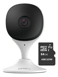 IMOU Cámara IP Wifi 2Mp C22EN-PLUS-64 Con MicroSD 64gb y Letrero disuasivo Audio Bidireccional nteligencia Artificial Detección de Humanos 2.8mm Sirena y Micrófono Integrados IR 10m C22EN Alarma de Ruido Anormal