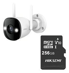 Imou & cronos Cámara de seguridad IPC-K3DN-5H0WF-p256 + MicroSD 256GB IP Bullet WiFi 5MP con micrófono fullcolor detección de humanos IR 30m protección IP67 Foco incorporado 5H0WF cctv Notificaciones