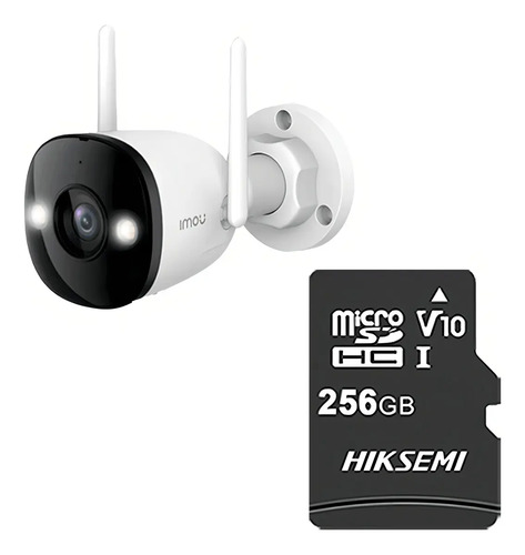 Imou & cronos Cámara de seguridad IPC-K3DN-5H0WF-p256 + MicroSD 256GB IP Bullet WiFi 5MP con micrófono fullcolor detección de humanos IR 30m protección IP67 Foco incorporado 5H0WF cctv Notificaciones