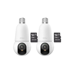 Kit cronos 2 cámaras IMOU BulbCam 3 Megapixeles IPC-K6C-3H1WEB Modo privacidad Detección de humanos & Vehículos Audio bidireccional video a color 24/7 + 2 MIcrosd 128Gb + accesorios