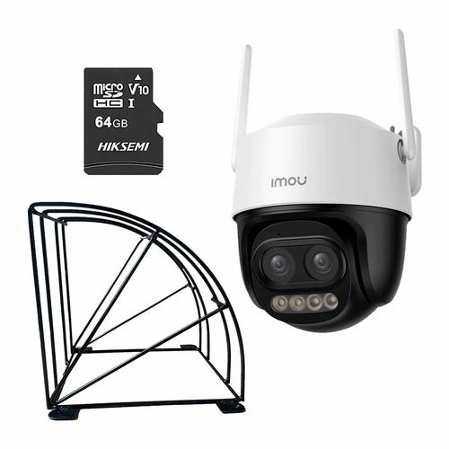 Kit Cronos 1 Cámara de Seguridad Imou Cruiser Z IPC-S7DN-5M0WEZ 5MP Dual Wifi + Memoria Micro SD 64GB + Protección Antivandalica - Visión Nocturna Color 56Mts Zoom12X / Audio Bidireccional y Detección Humana/Vehículos – Circuito Cerrado