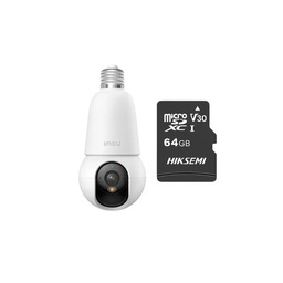 Kit cronos cámara IMOU BulbCam 5 Megapixeles IPC-K6C-5H1WEB Modo privacidad Detección de humanos & Vehículos Audio bidireccional video a color 24/7 + MIcrosd 64Gb + accesorios