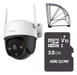 Kit Cronos Cámara Imou PTZ Wifi IPC-S41FEN 2MP + Estructura Metalica + MicroSD 32gb - Kit CCTV S41FEN-PROTEC-32 Cámara Full Color con Microfono y Altavoz Incorporado Seguimiento Inteligente