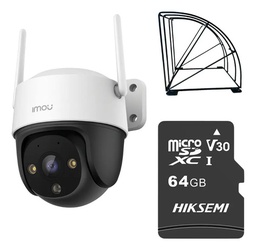 Kit Cronos Cámara Imou PTZ Wifi IPC-S41FEN 2MP + Estructura Metalica + MicroSD 64gb - Kit CCTV S41FEN-PROTEC-64 Cámara Full Color con Microfono y Altavoz Incorporado Seguimiento Inteligente