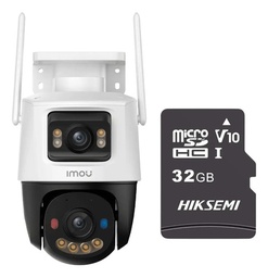 Kit cronos cámara de seguridad imou IP PT IPC-S7XFN-8U0WED wifi cruiser dual 8MP Imagen a color 24/7 audio bidireccional alarma AUTO TRACKING + microsd 32GB + accesorios kit CCTV IPC-S7XFN-PLUS-32