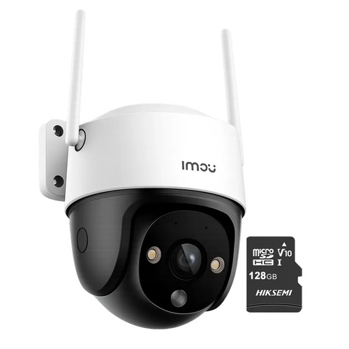 Kit Cronos Cámara de Seguridad Exterior Imou DK7 3MP Wi-Fi 6 + Microsd 128GB - IP66 360° Pan/Tilt Visión Nocturna Color 24/7 Audio Bidireccional Detección Humana Smart Tracking Alarma Activa – CCTV