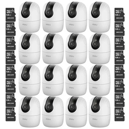 Kit Cronos 16 Cámaras Seguridad Interior Imou Ranger 2C Pro 3MP + 128GB MicroSD WiFi 360° Pan Tilt Visión Nocturna Color Audio Bidireccional Detección Humana Smart Tracking Alarma SD Nube CCTV