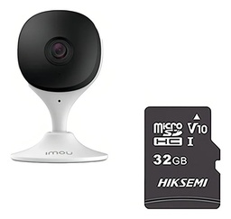 IMOU Cámara IP Wifi 2Mp C22EN-PLUS-32 Con MicroSD 32gb y Letrero disuasivo Audio Bidireccional nteligencia Artificial Detección de Humanos 2.8mm Sirena y Micrófono Integrados IR 10m C22EN Alarma de Ruido Anormal