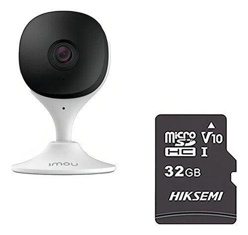IMOU Cámara IP Wifi 2Mp C22EN-PLUS-32 Con MicroSD 32gb y Letrero disuasivo Audio Bidireccional nteligencia Artificial Detección de Humanos 2.8mm Sirena y Micrófono Integrados IR 10m C22EN Alarma de Ruido Anormal