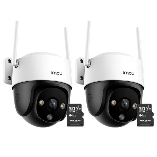 Kit Cronos 2 Cámaras de Seguridad Exterior Imou DK7 3MP Wi-Fi 6 + Microsd 64GB - IP66 360° Pan/Tilt Visión Nocturna Color 24/7 Audio Bidireccional Detección Humana Smart Tracking Alarma Activa – CCTV